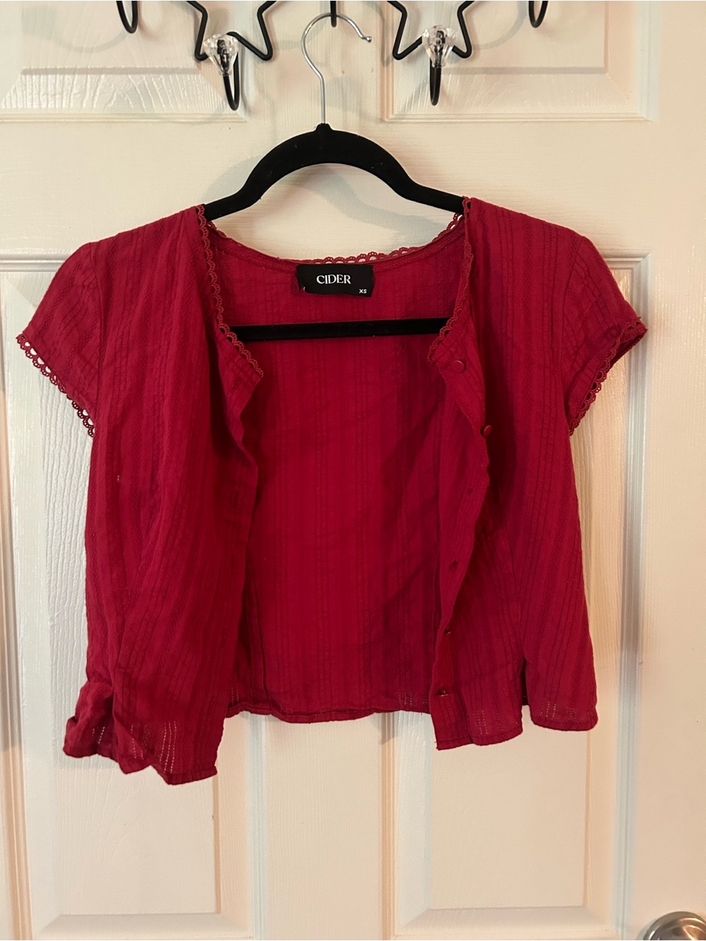 Cider Women's Short Sleeve Button-Front Top